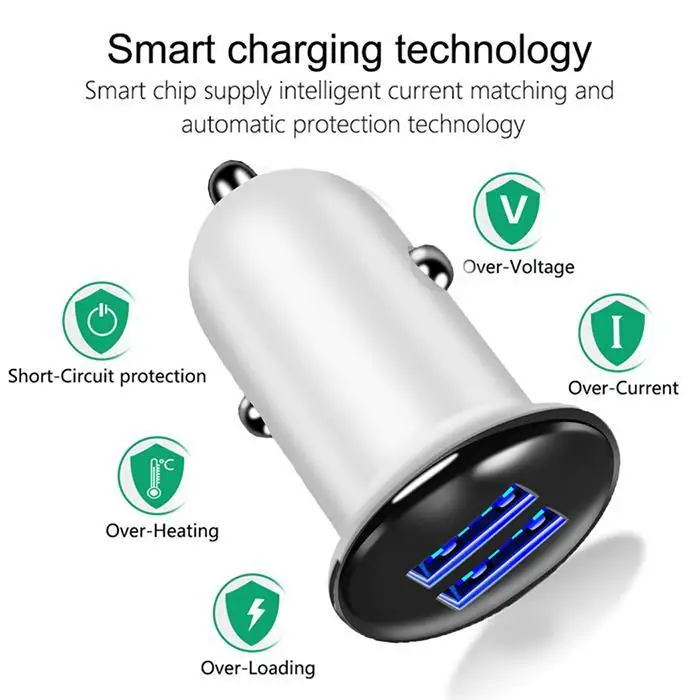 5 V 3A Mini Dual 2 порта USB Автомобильное зарядное устройство адаптер для белого черного