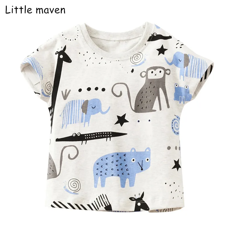 Детская одежда Little maven хлопковая футболка с коротким рукавом и принтом в виде