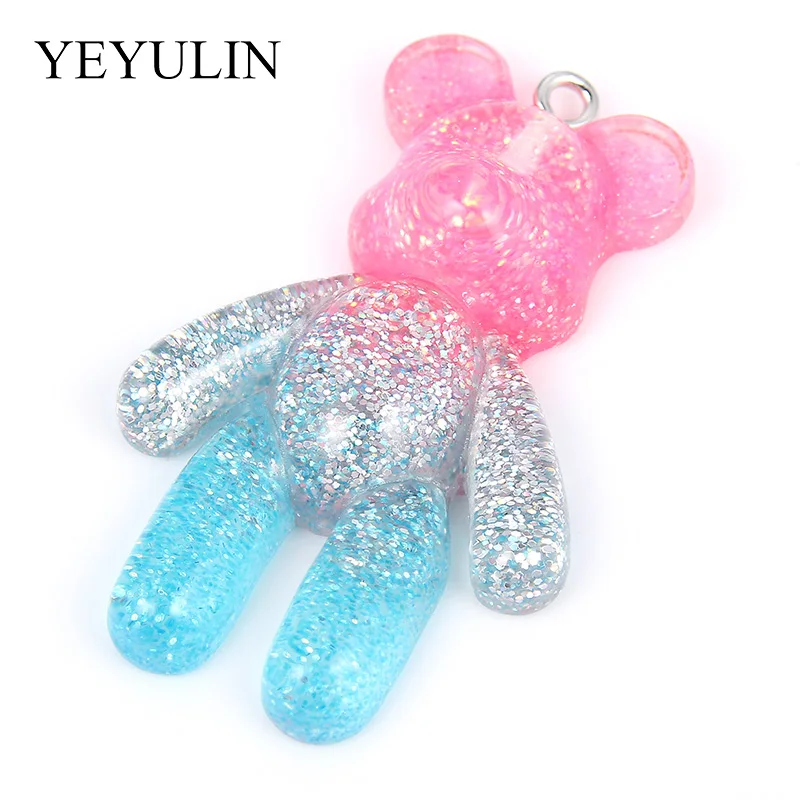 10pcs Mixed Color Resin Bear Gradient Charms Pendant For Woman Girls Necklace Bracelet DIY Jewelry Making | Украшения и