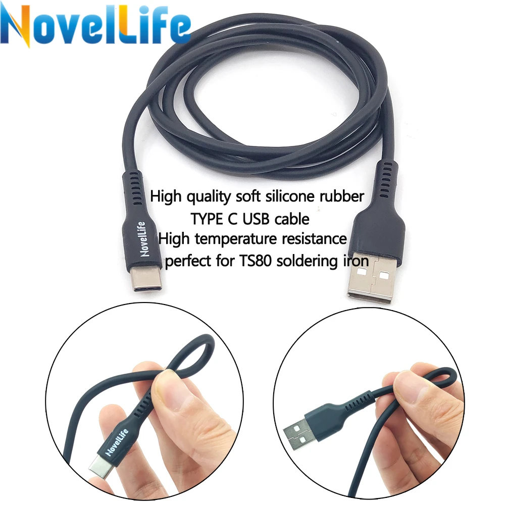 QC3.0 быстрое зарядное устройство Aadapter usb type C мягкий силиконовый резиновый кабель комплект питания EU US штекер для TS80 Цифровой паяльник