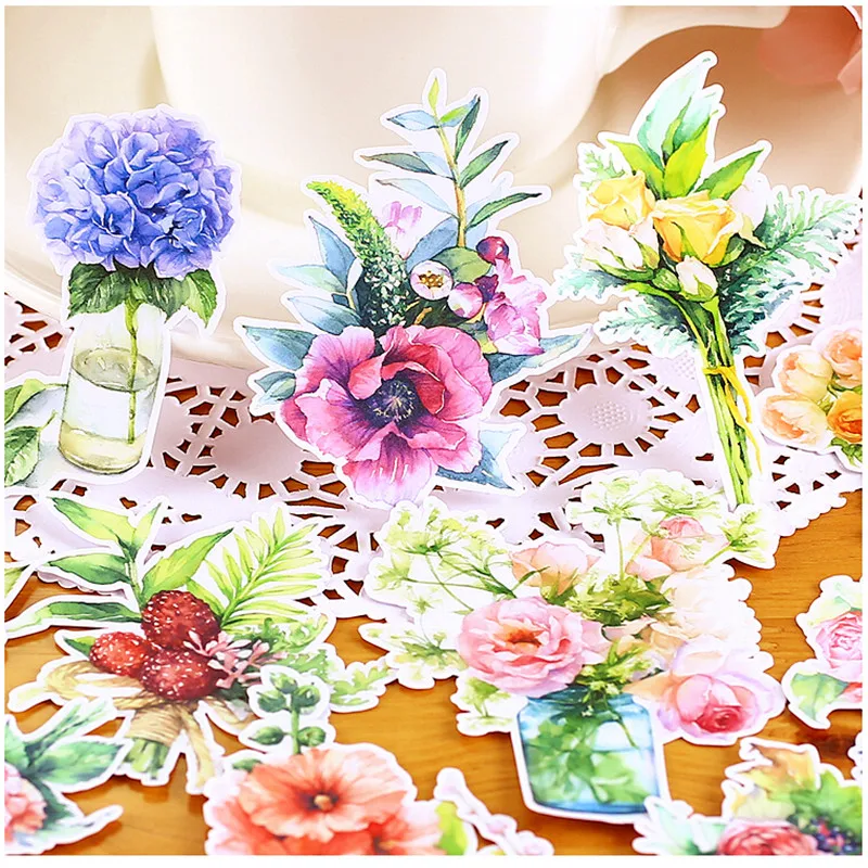

15pcs Creative Cute Self-made Flowers Scrapbooking Stickers /Decorative Sticker /DIY Craft Photo Albums/trunk sticker kawaii