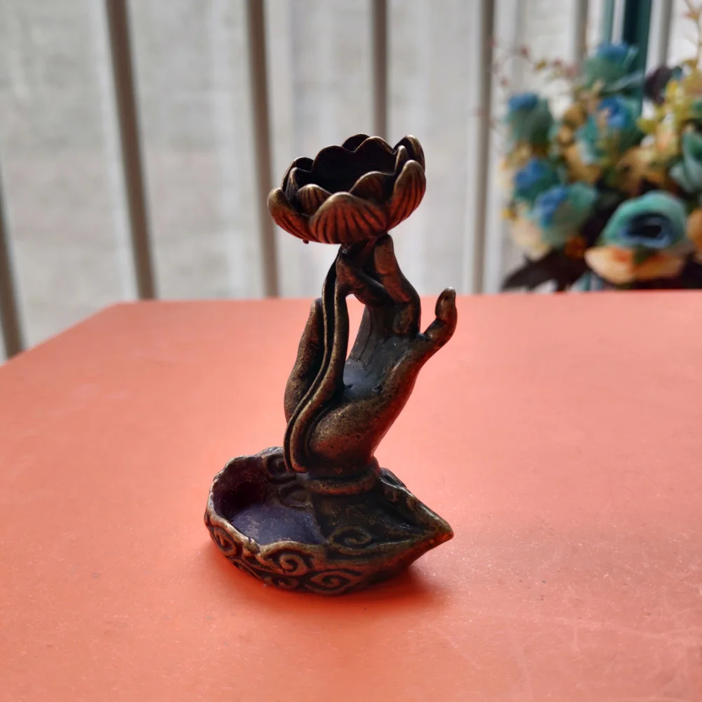 

Collection Old Chinese pure brass Buddha hand gesture Lotus flower Guanyin small statue