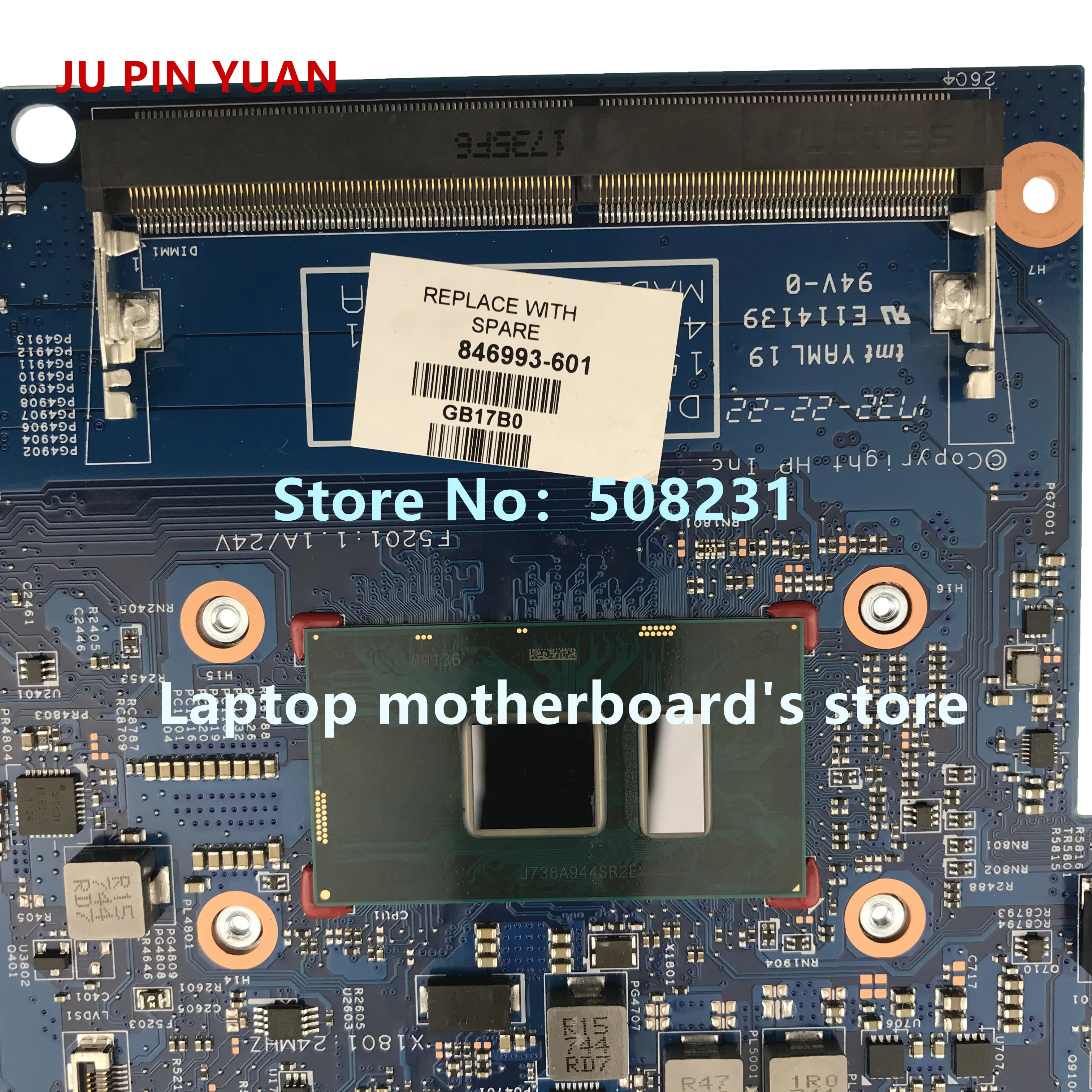 JU PIN YUAN 846993-001 846993-601 материнская плата для ноутбука HP ProBook 11 G2 системная 4405U 100%