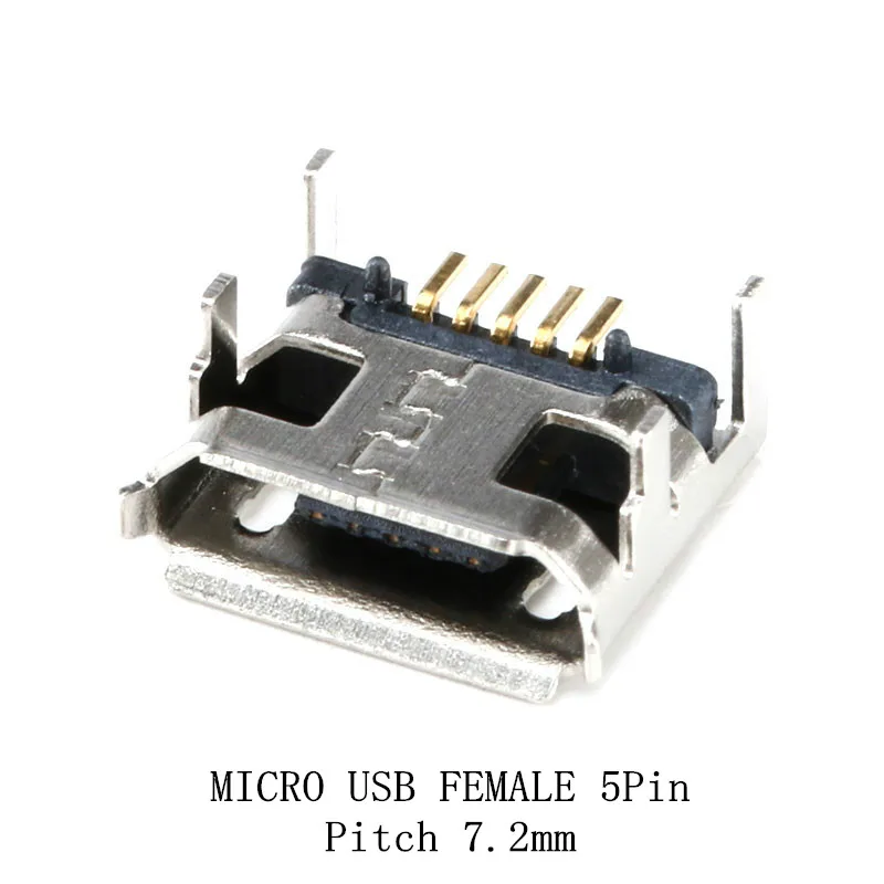 20 шт. Micro USB Тип B 5 контактный гнездовой разъем SMD 4 ножки 90 градусов для стола
