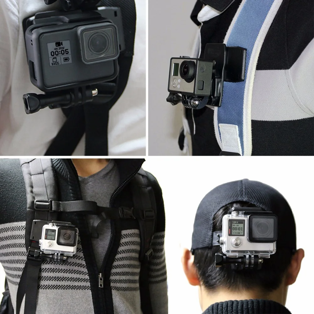 IG-PULUZ For Go Pro Accessories 360 Degree Backpack Quick Release Hat Clip Fast Clamp Mount for GoPro HERO5 HERO4 Session HERO |