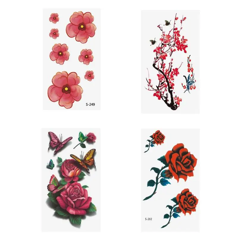3D наклейки для татуировок с цветами водонепроницаемые временные переводные на