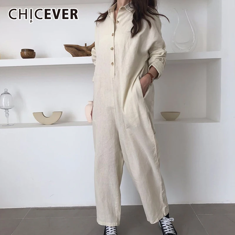Женский комбинезон CHICEVER свободный Осенний с длинным рукавом и отложным