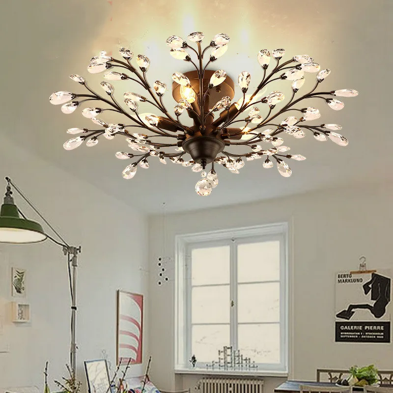 

K9 Crystal Ceiling Lights Retro Crystal Lamp Vintage Light For Coffee Bar Restaurant Lighting luminaria teto pendente