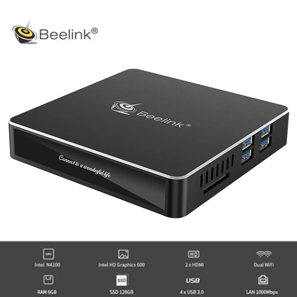 Beelink N41 N4100 мини ПК Intel Близнецы озеро HD Графика 600 6 ГБ Оперативная память 128 Гб SSD 2 4G