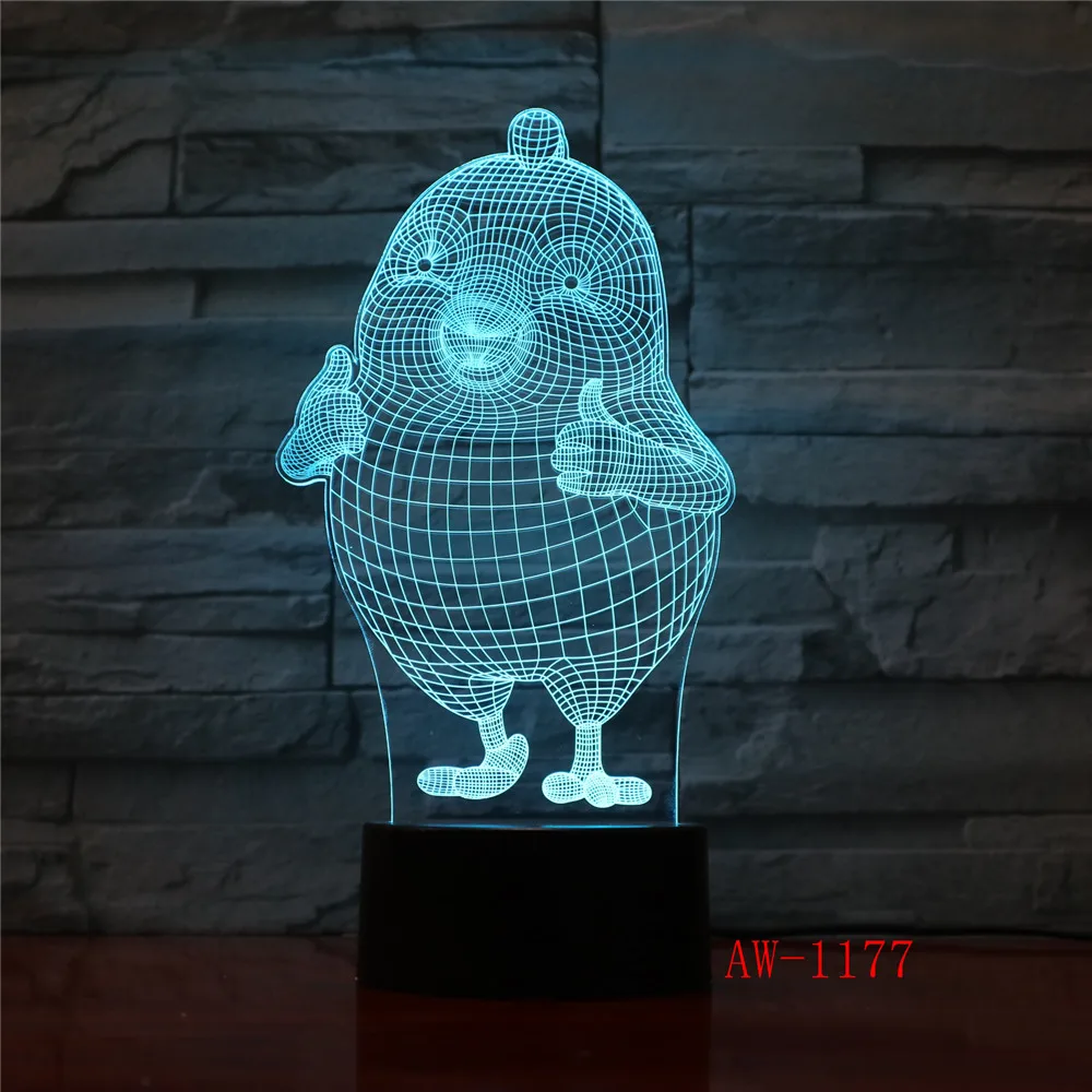 

Thumb Up Cute Cartoon Chick 3D Night Lamp Room Table Desk Lamp Modelling LED USB Changing Night Light Decor Gift AW-1177
