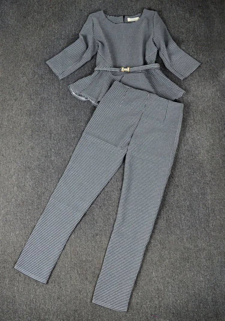 

New 2020 Spring Autumn Fashion Women's Business Pants Suits Pattern Ruffles Suits For Women 2 Pieces Set