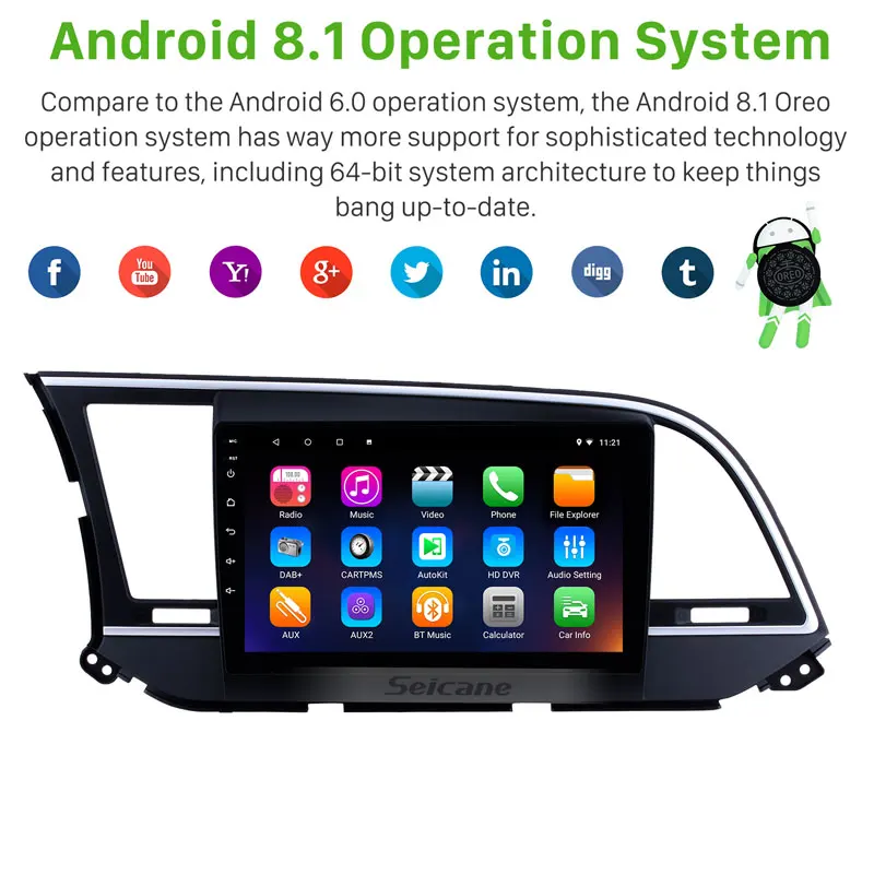 Seicane Автомобильный GPS Navi 10 1 &quot2DIN Android 8 для Hyundai Elantra 2016 Bluetooth стерео головное