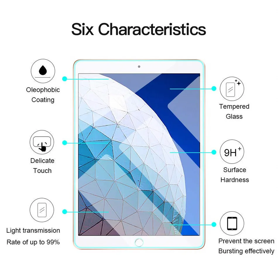 2 шт. защитная пленка для iPad air 3 (2019) A2125 ультрапрозрачное закаленное стекло