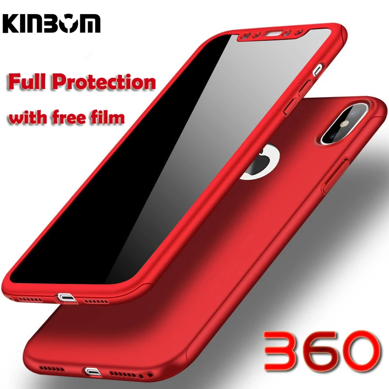Kinbom 360 градусов полный Телефон чехол для iPhone 6 6s 7 8 Plus X XS MAX защитный жесткий ПК