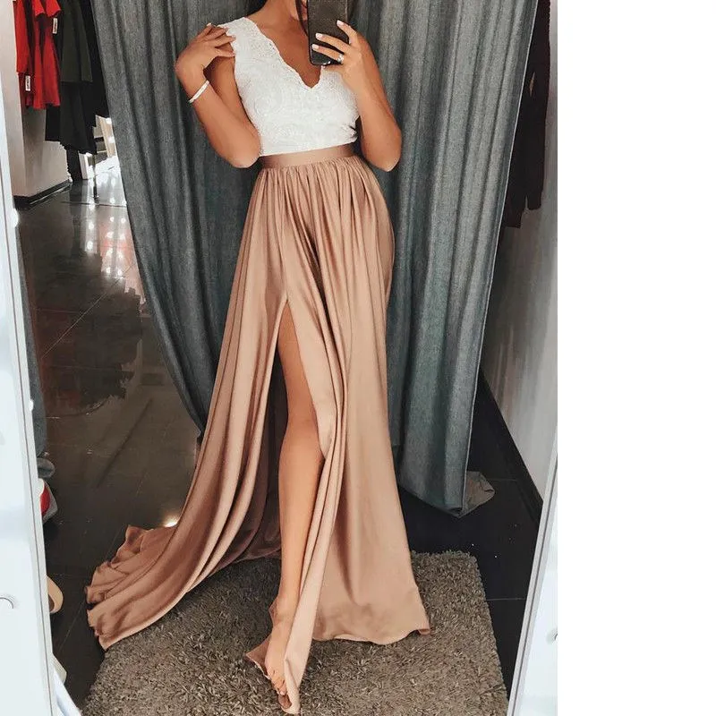 Женское длинное платье макси Boho повседневное тонкое с v-образным вырезом модное