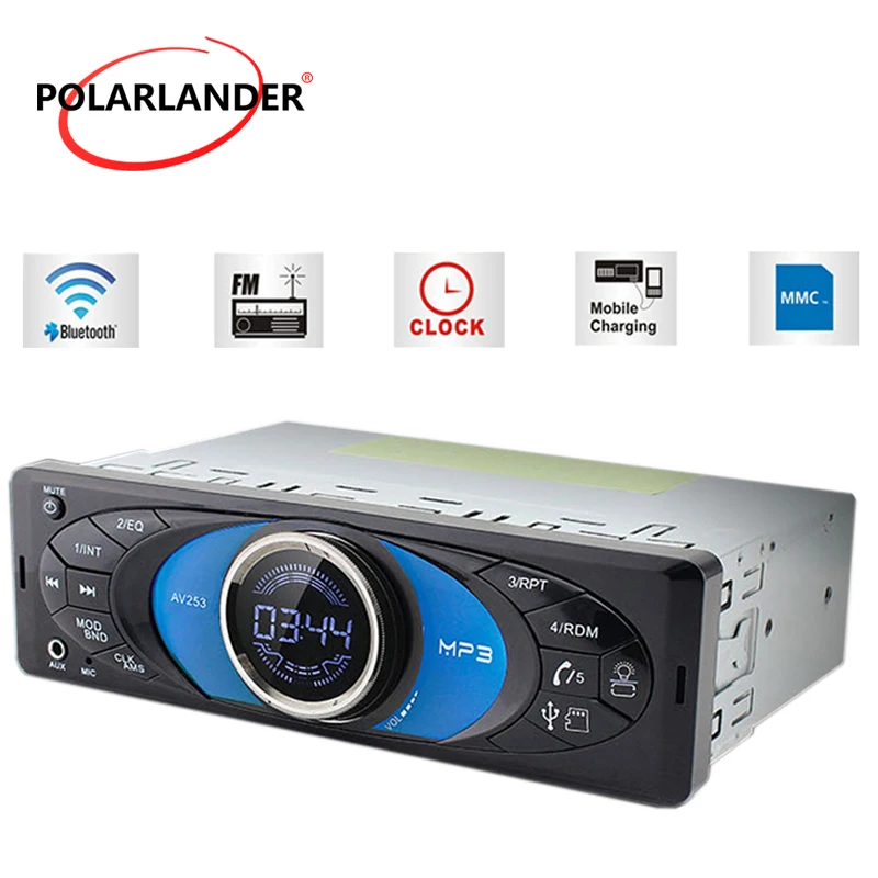 Авторадио 1 Din AV253 2 5 дюймовый автомобильный радиоприемник Bluetooth Мультимедиа USB TF AUX