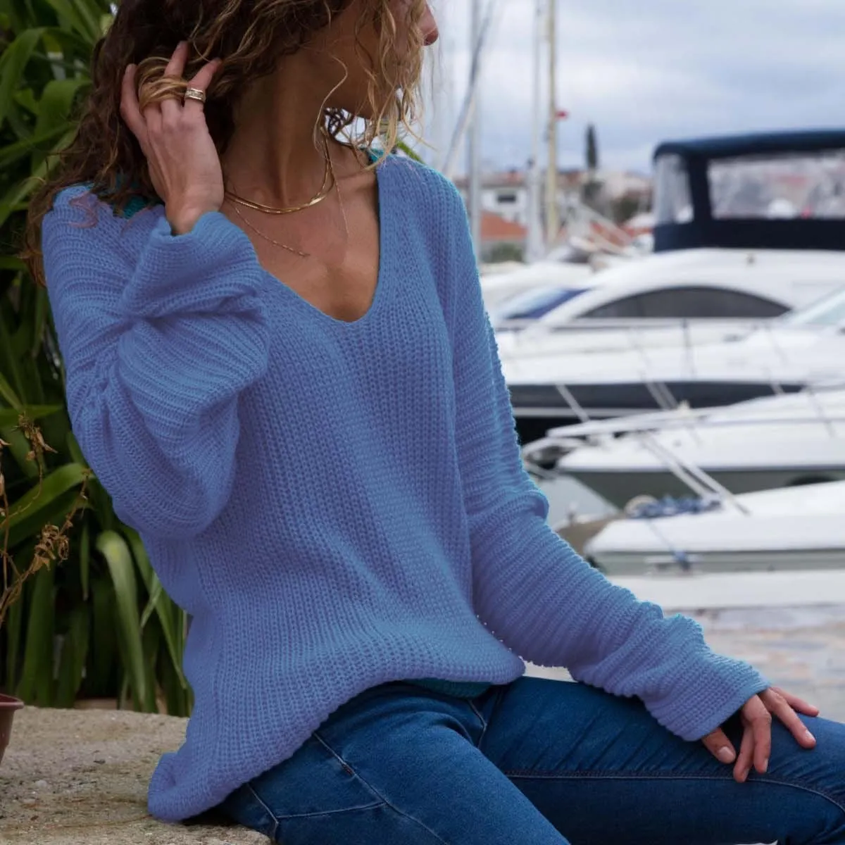 2019 Women Knitted Sweater Casual Full Sleeve Top Pull Solid Jersey Mujer | Женская одежда