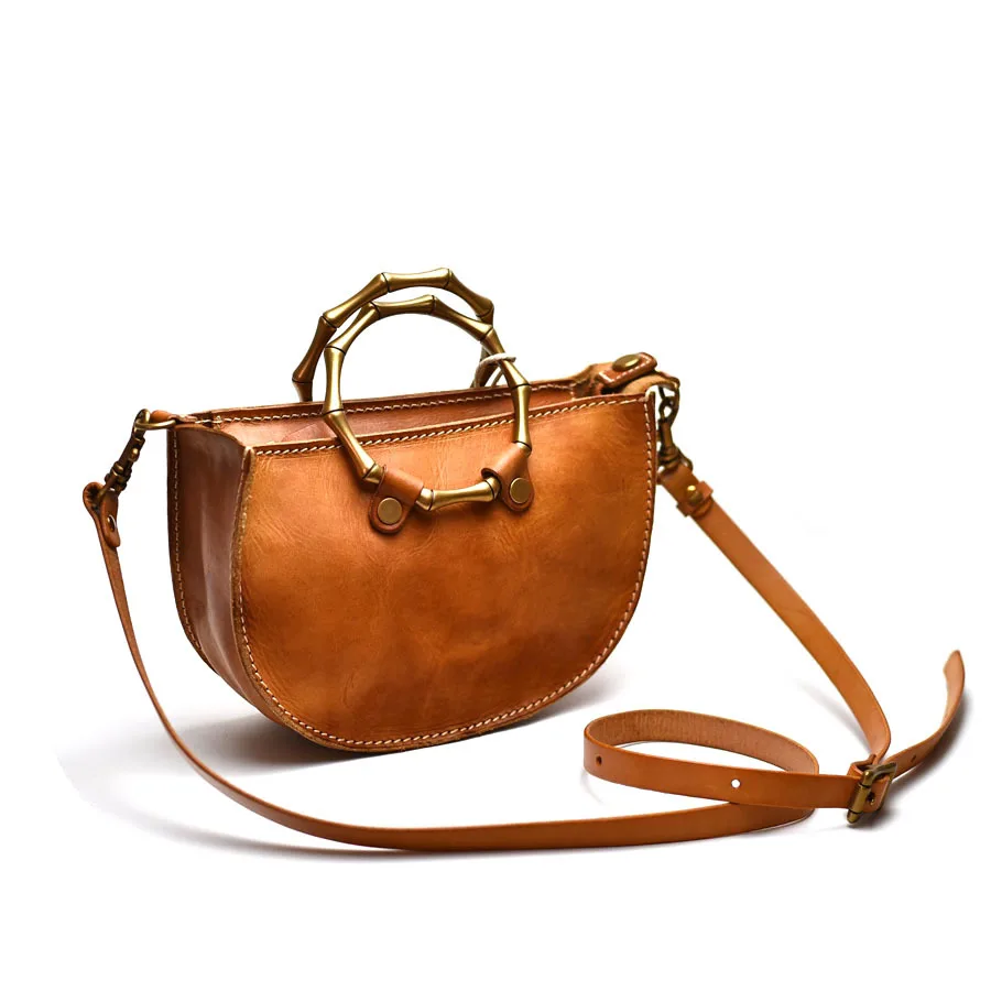 Винтаж дубления кожи полукруглый дизайнер Crossbody сумка для женщин 2019 кожа сумки на