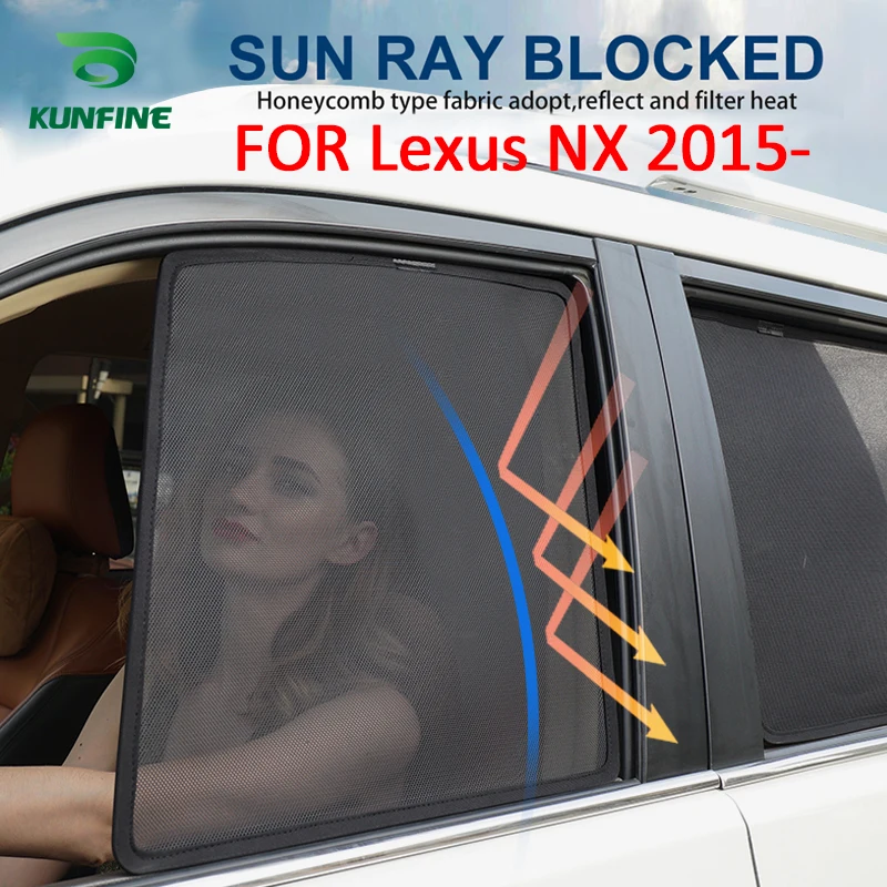 4 комплекта магнитных боковых солнцезащитных штор для окон автомобиля сетчатой ткани для Lexus NX 2015 2016 2017 2018 2019 Черные.