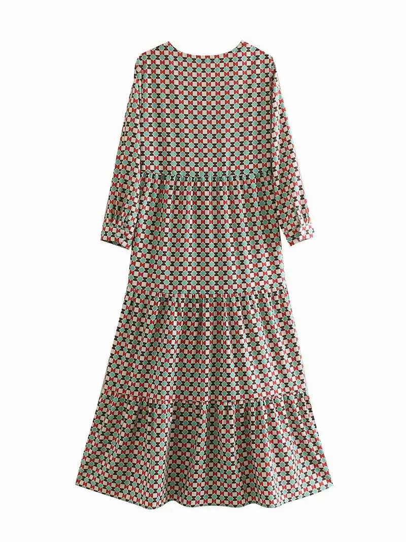 Женское длинное платье Весна 2019 Новая мода тонкий материал геометрический узор