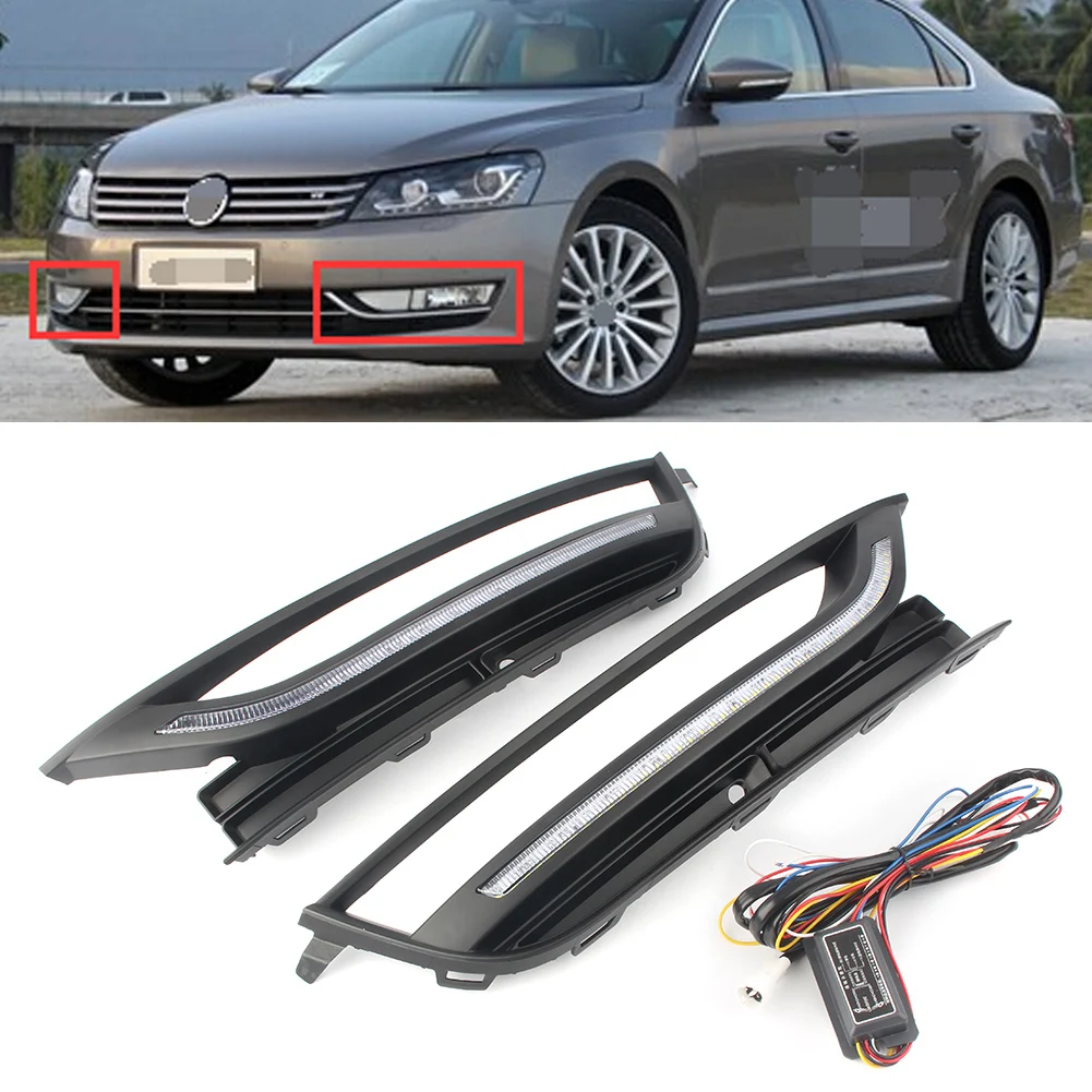 Светодиодный ные дневные ходосветильник противотуманные фары для Volkswagen Passat B7 2012