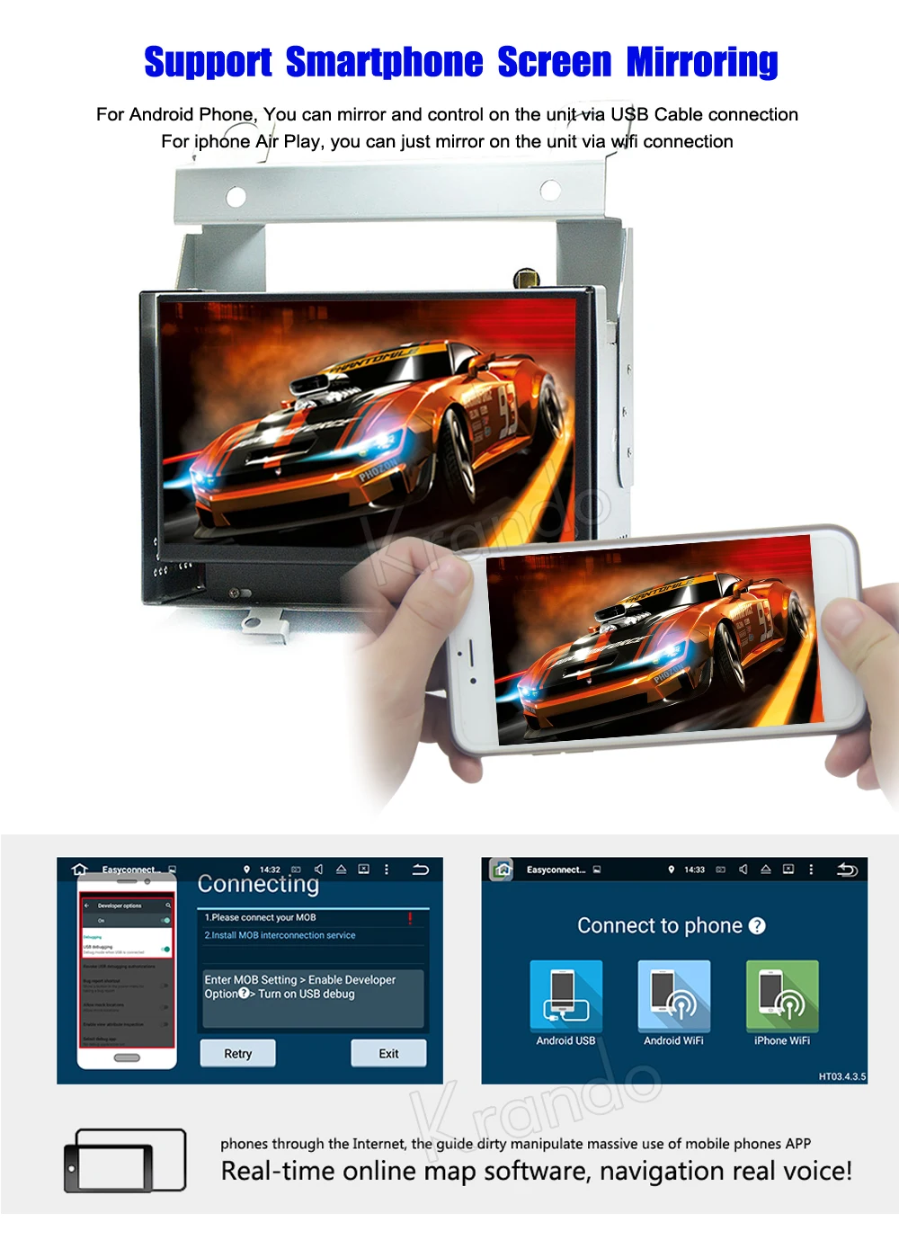 Krando 7 &quotAndroid 8 1 Автомобильная навигационная и мультимедийная система для Land Rover Free