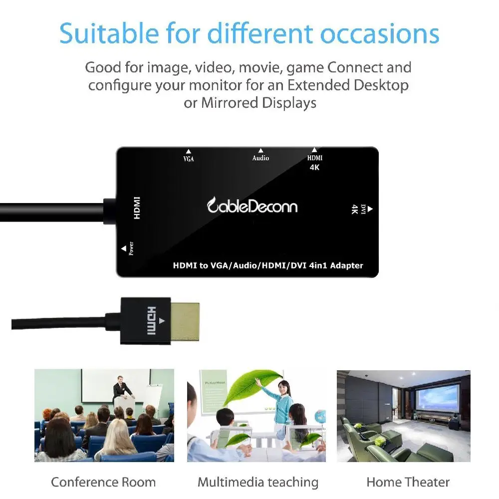 EastVita 4 в 1 HDMI сплиттер к VGA DVI Аудио Видео кабель многопортовый адаптер конвертер