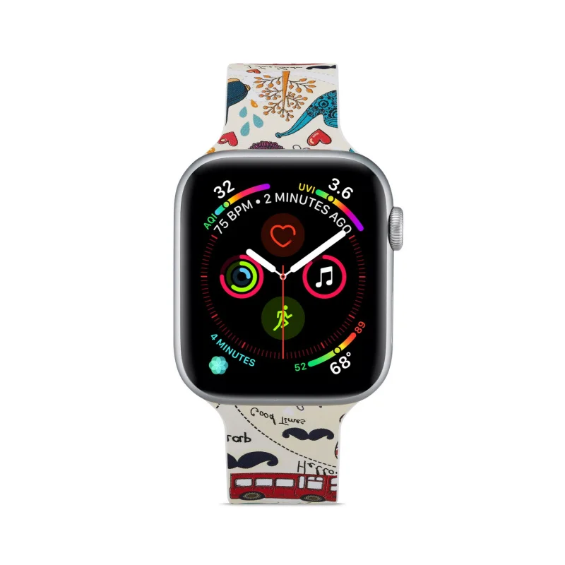 Ремешок силиконовый спортивный для Apple Watch 5 4 3 2 1 мягкий мультяшный браслет с