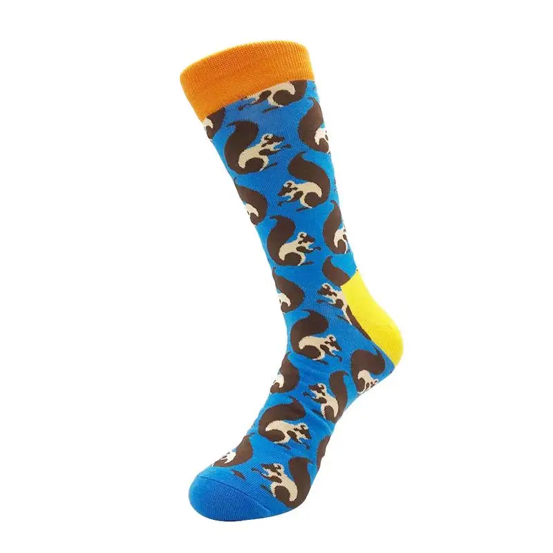 Men's Cotton Socks Geometric Cartoon Animal Crew Print Stripe Stockings Innovative Novel Couple Green Pink Blue Breathable | Мужская