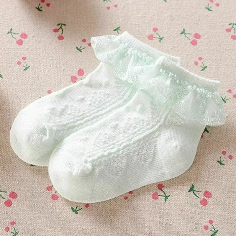 Кружевные носки до щиколотки с оборками для маленьких девочек милые хлопковые