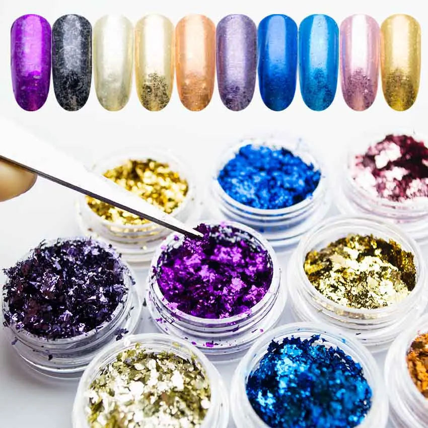 0 2 г/кор. красочные Волшебные блестки с зеркальным эффектом хлопья для ногтей