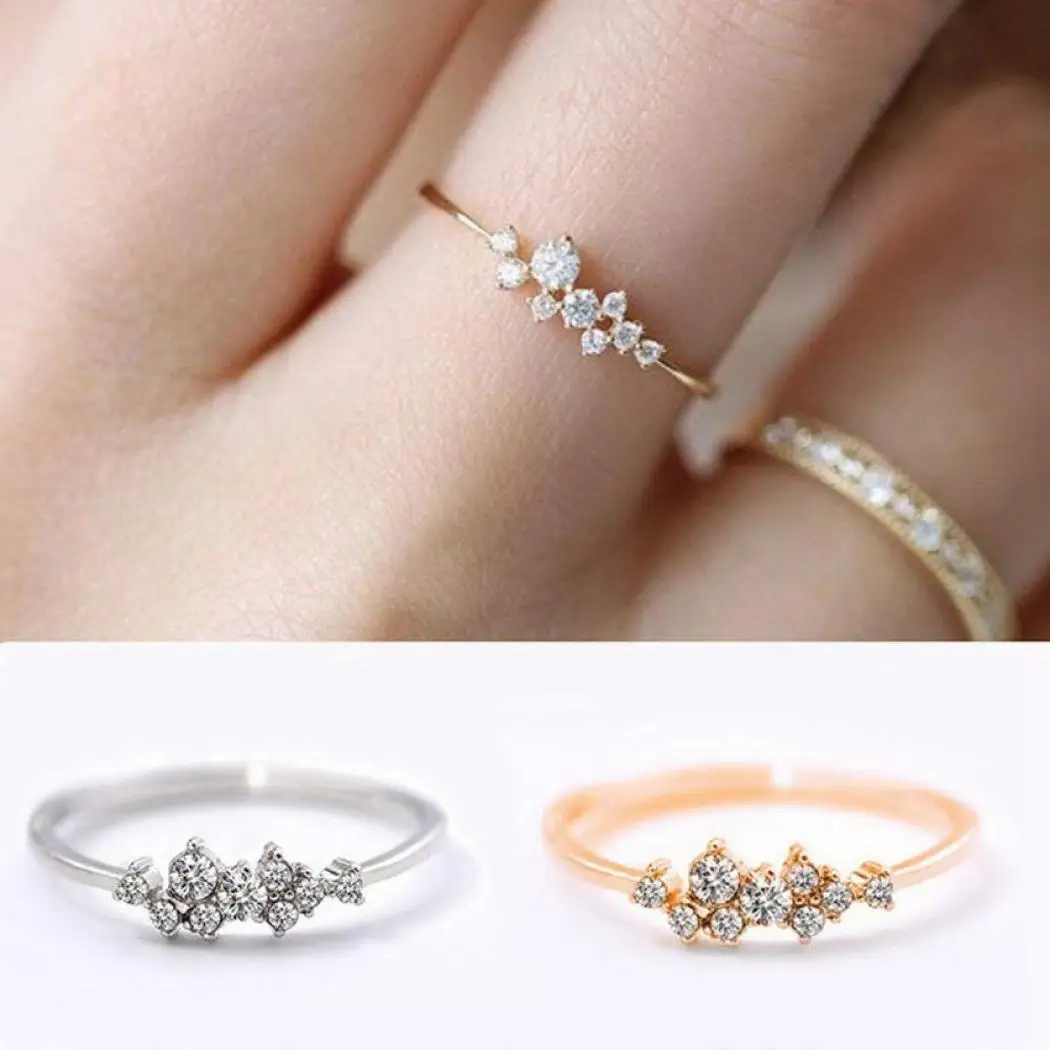 Engagement Women Gold Jewelry Fashion Gift Silver Rhinestone Wedding Ring | Украшения и аксессуары