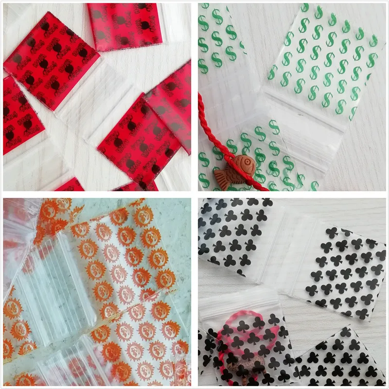 100 шт дизайн пластиковый ZipLock мешок Reclosable хранения печати Baggies (4 узора 24 размера