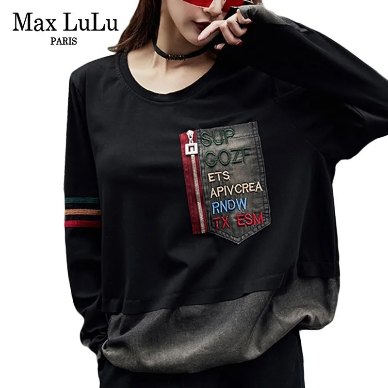 Max LuLu/весна 2019 г. Известный бренд для девочек джинсовая уличная женская футболка с