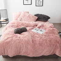Pink White Fleece Fabric Winter Thick 20 Pure Color Bedding Set Mink Velvet Duvet Cover Bed sheet Bed Linen Pillowcases 4/6pcs34
