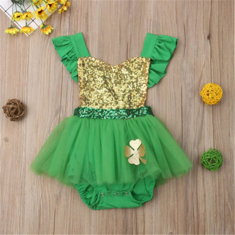 

Newborn Baby Girls Lace Princess Bodysuit Jumpsuit Sequined Ruffles Patchwork Backless Bodysuit One-piece Tulle Tutu Dress 0-24M