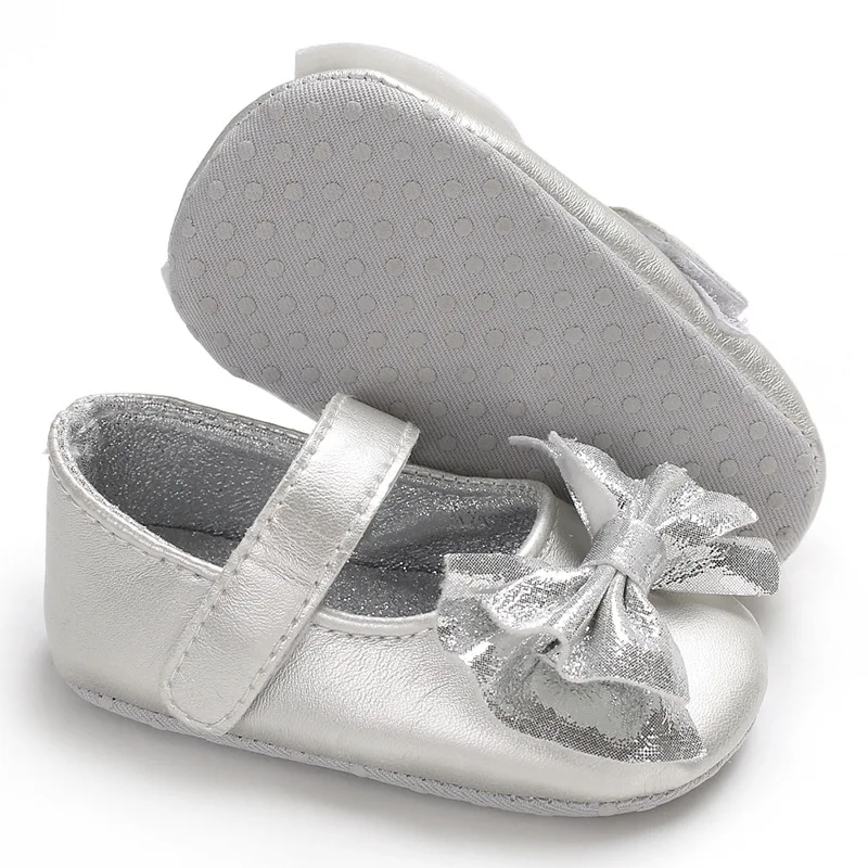 

Bling shinning cute bow infant baby girls shoes PU first walkers mary jane soft sole princess crib baby shoes for party