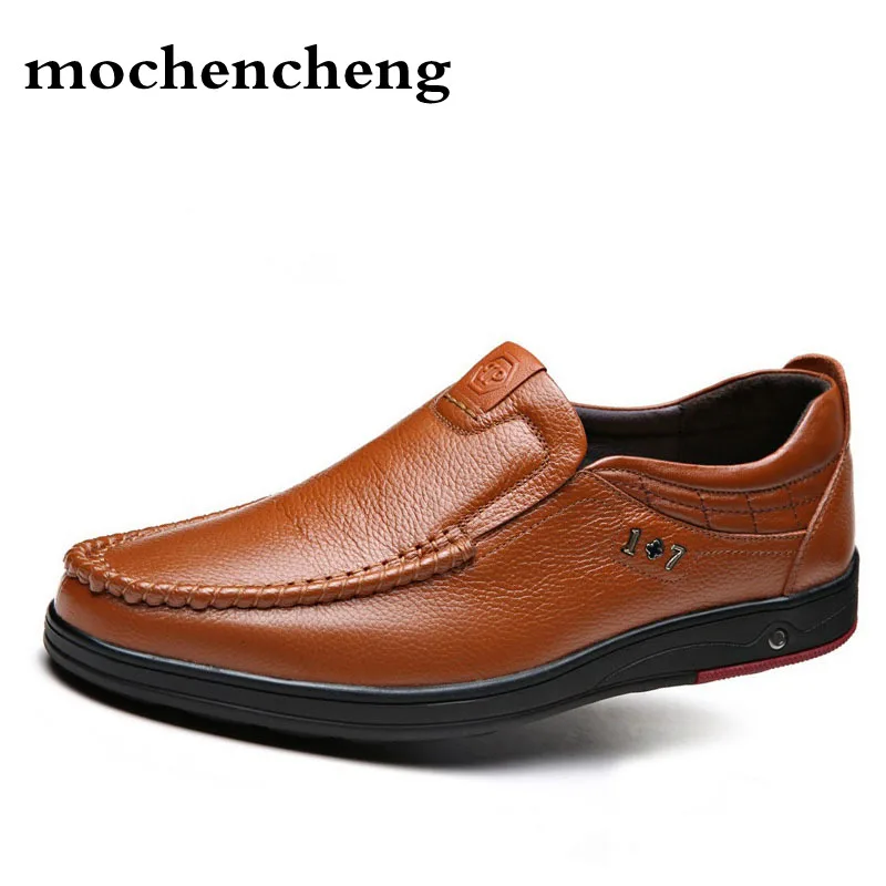 Brand Men's Casual Shoes Soft Brown Slip on Summer Autumn Flats Men Genuine Leather Plus Big Size 45 46 47 Driving | Обувь