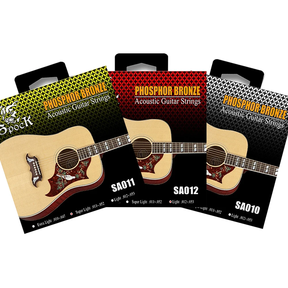 

Spock Acoustic Guitar Strings Phosphor Bronze Alloy Wound 010 011 012 for Choose Plated High Carbon Steel Core