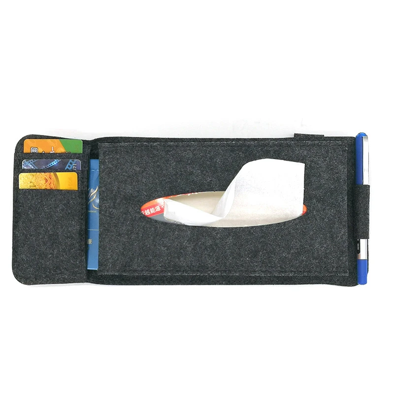Car Styling Case Sun Visor Type Wool Felt Hanging Tissue Box Napkin Holder Pocket Organizer Pouch Card Storage | Автомобили и