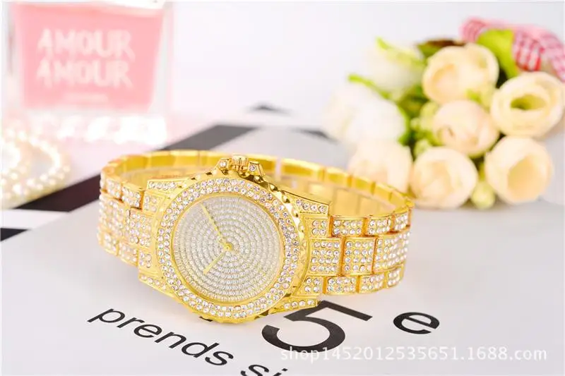 Женские часы с яркими украшениями Bling Серебристые Роскошные Аналоговые