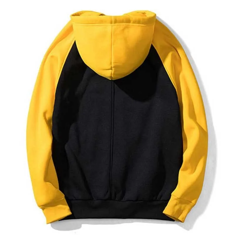 

2019 fashion Raglan sleeve patchwork color streetwear men hoodies Hip hop hooded pullover sweatshirts mens hoodies EU SIZE