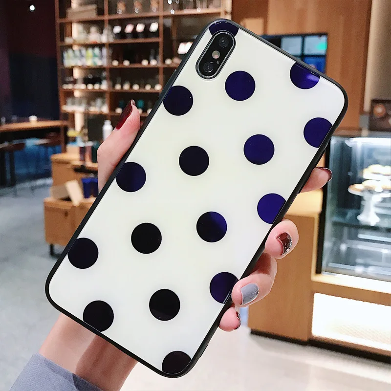 Синее закаленное стекло оболочка для IPhone X 6 XS 6S 7 8 XR MAX мобильный телефон Plus Dot |