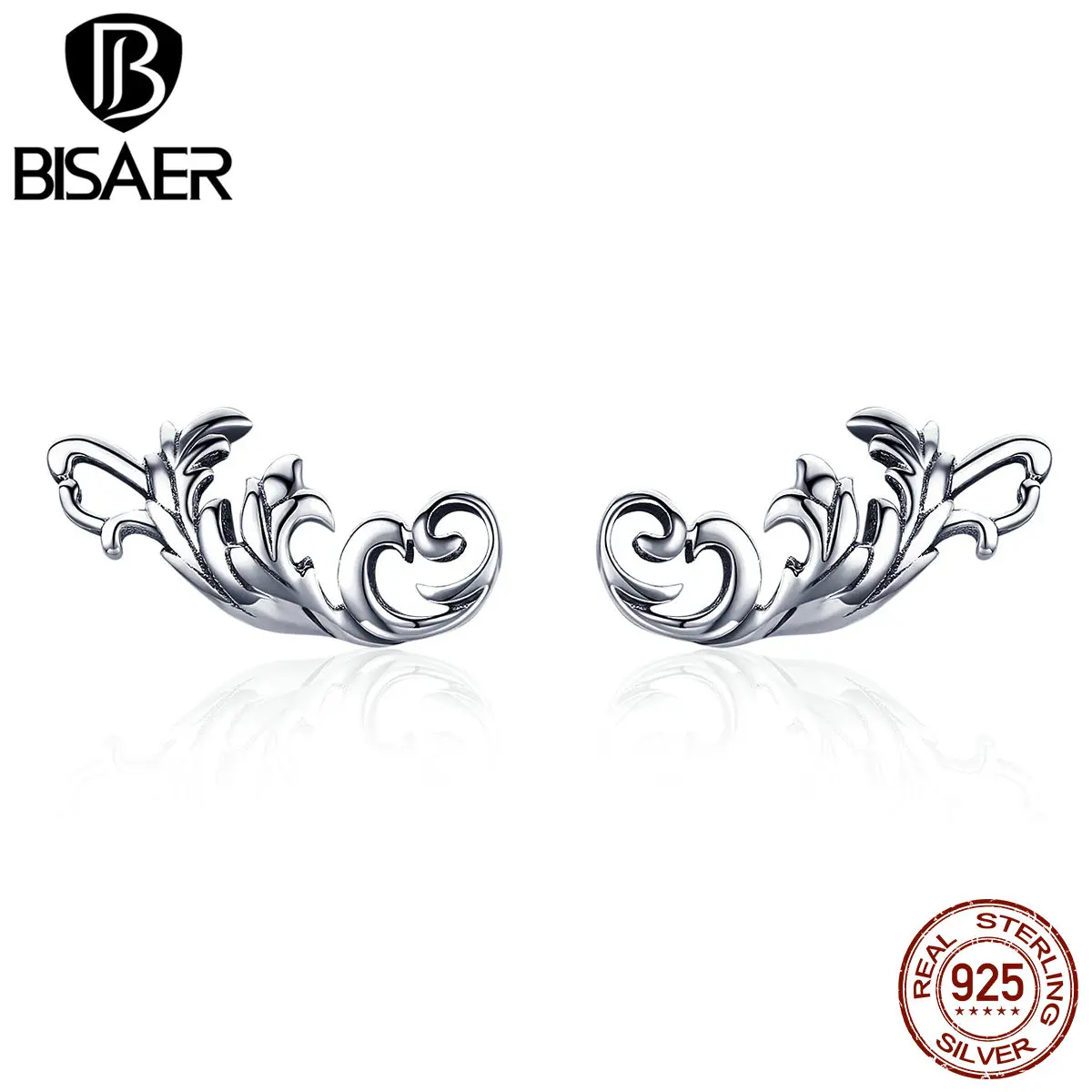 Женские серьги-гвоздики в стиле ретро BISAER из стерлингового серебра 925 пробы