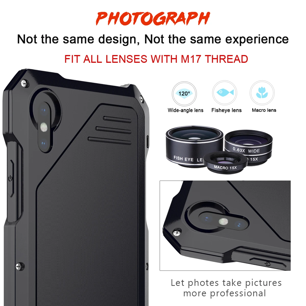 3 in 1 Lens Phone Cases For Samsung S9 S8 Plus iPhone XS Max XR X 8 7 6 6S Shockproof Macro Wide-angle Fisheye Lenses Case | Мобильные