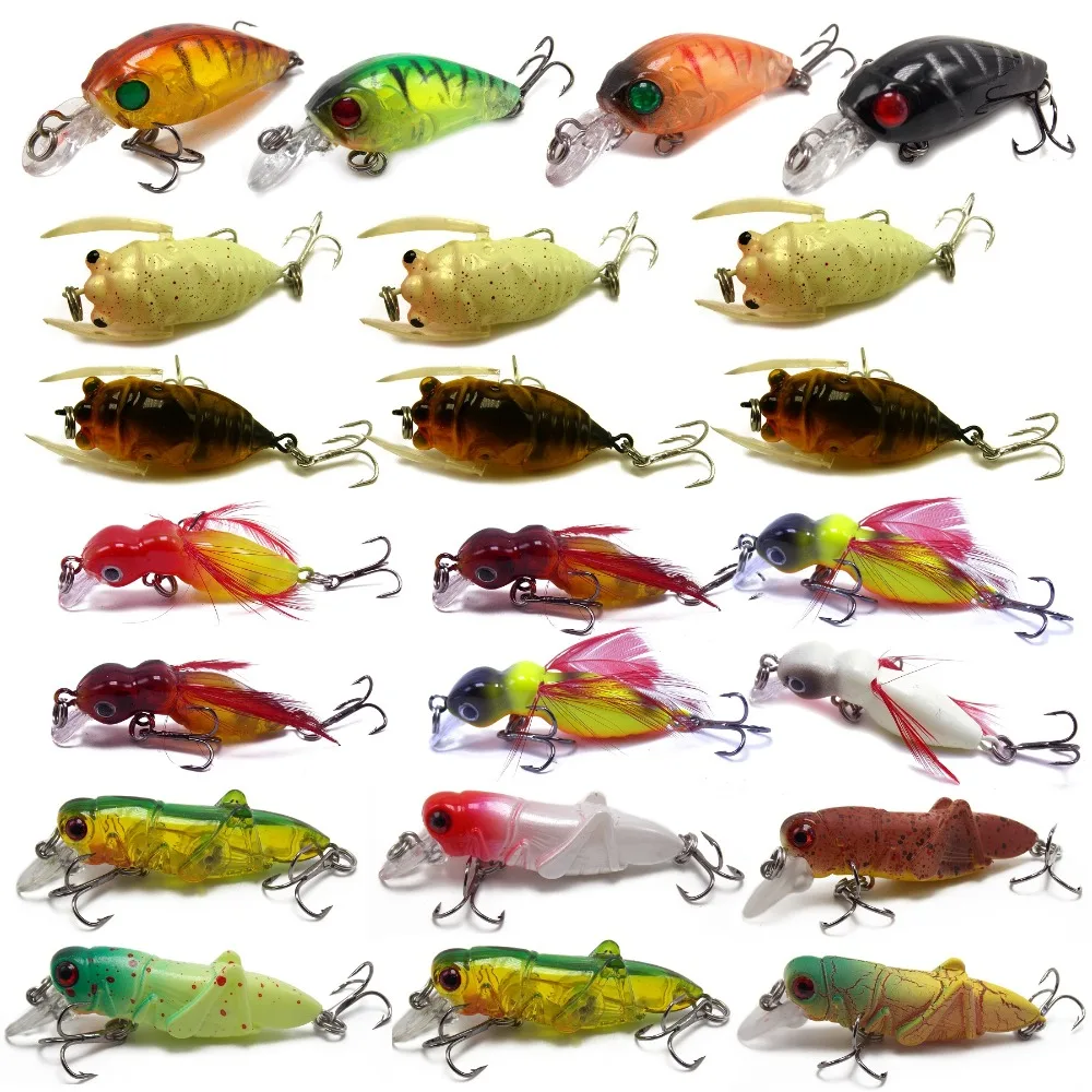 CATCHSIF 23 шт. жесткие насекомые гольян приманки рыболовные набор cicada саранча перо