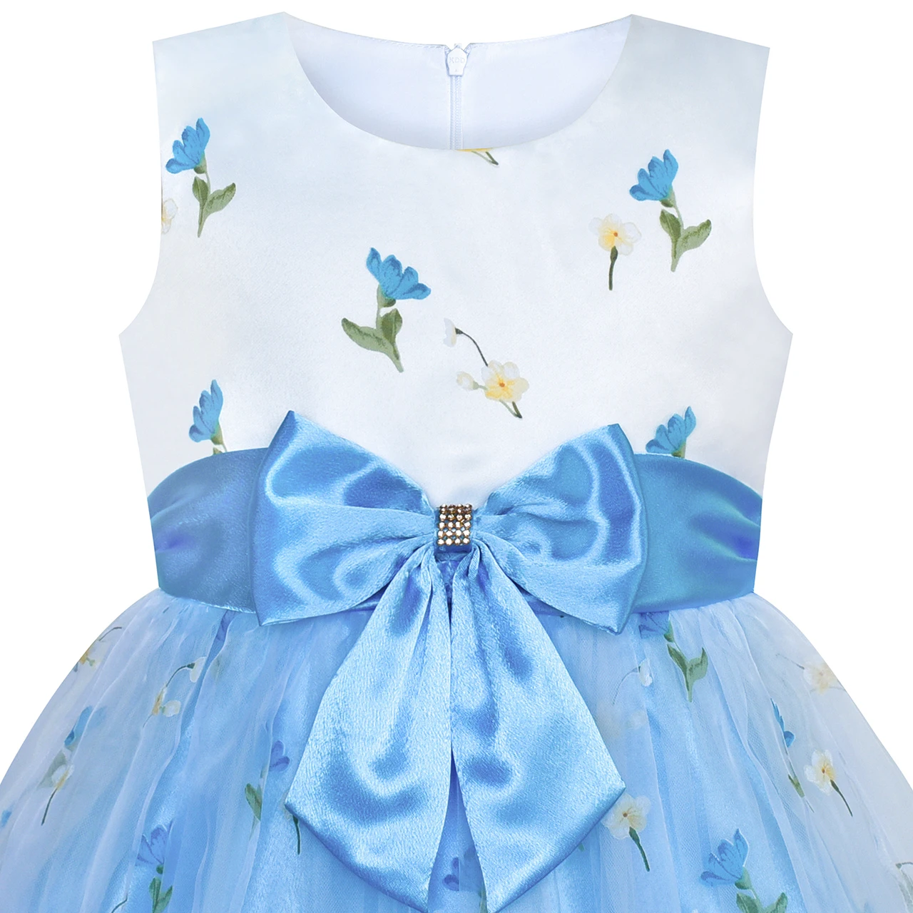 Sunny Fashion платья для девочек платье Цветок Девушка Платье Синий Подружка невесты