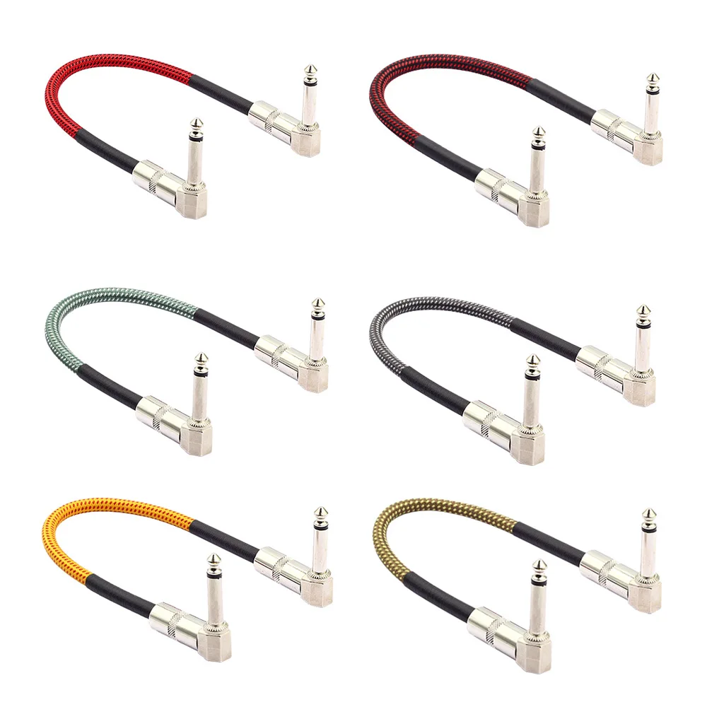6 Colors/ Pack Guitar Effect Pedal Cable Instrument Patch Cord 1/4 Inch 6.35mm Silver Right Angle TS Plugs 30cm/ 1ft Long | Спорт и