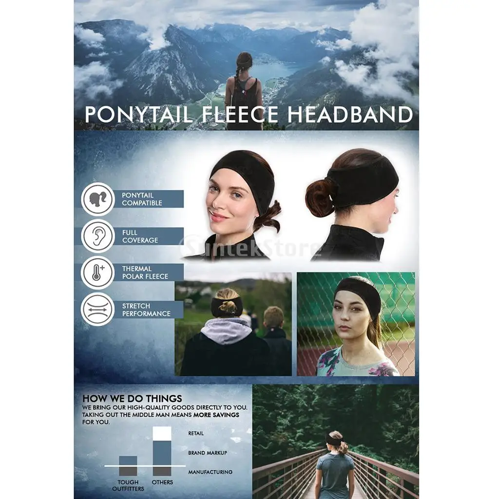 Женская Зимняя Теплая Флисовая Повязка на голову для конского хвоста накидка