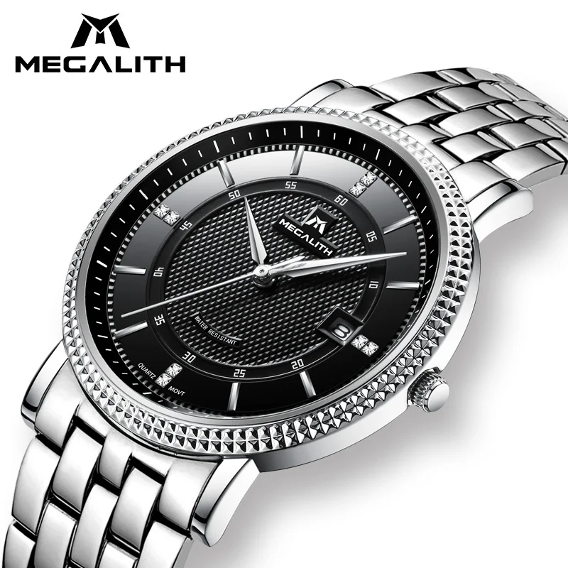 MEGALITH модные мужские часы лучший бренд класса люкс водонепроницаемые Календарь